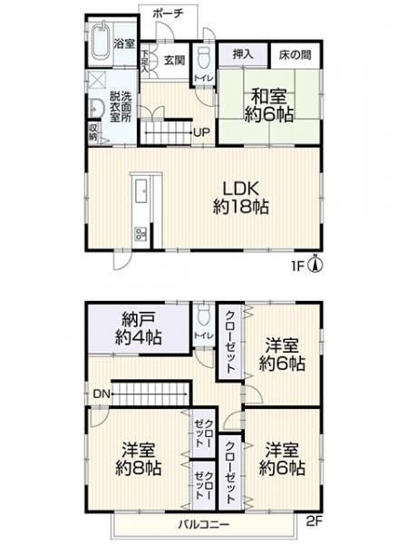 倉敷市上富井　中古住宅 間取り図