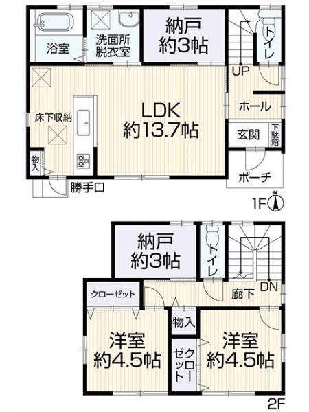 倉敷市中畝三丁目　中古住宅 間取り図