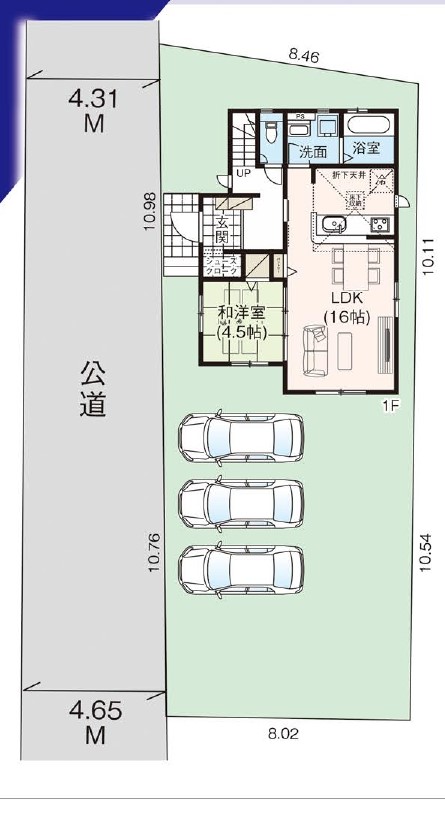 グラファーレ　倉敷市上富井2期新築住宅　1号棟 間取り図