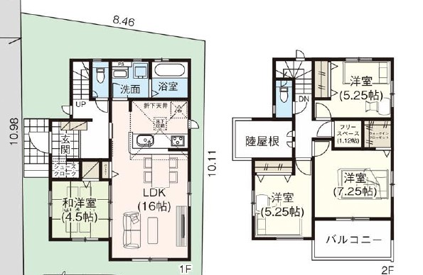 グラファーレ　倉敷市上富井2期新築住宅　1号棟 間取り図