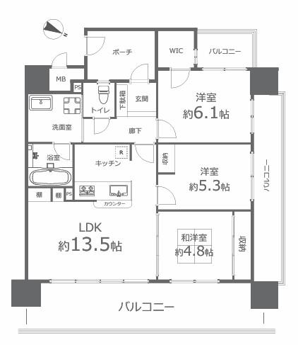 　アルファステイツ中庄駅前　607号室 間取り図