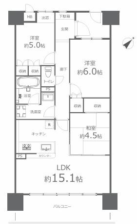 アルファステイツ老松町公園　502号室 間取り図