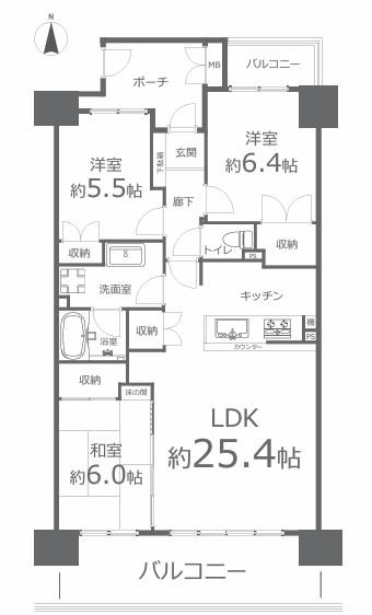 フローリアンコート壱番館　203号室 間取り図