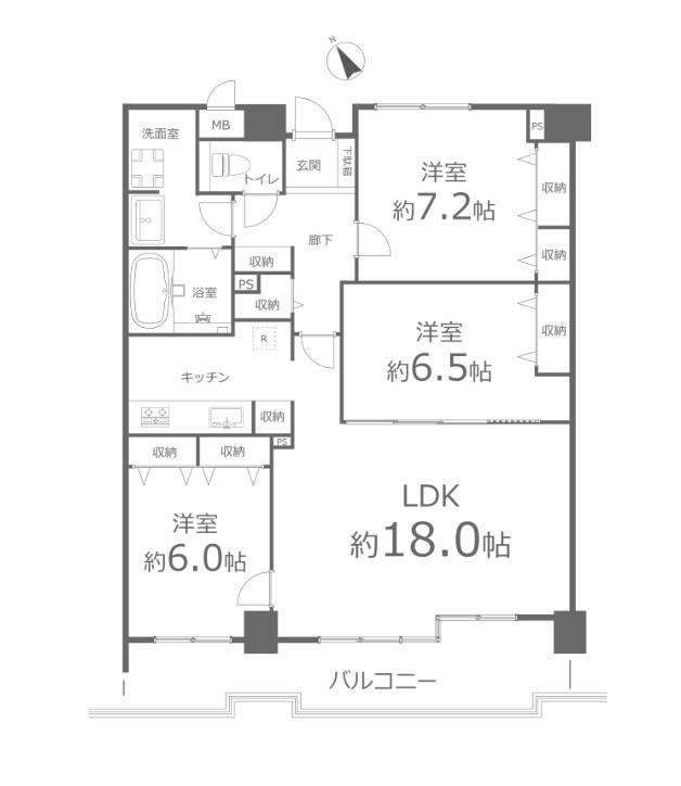 クリーンピア倉敷老松　1402号室 間取り図