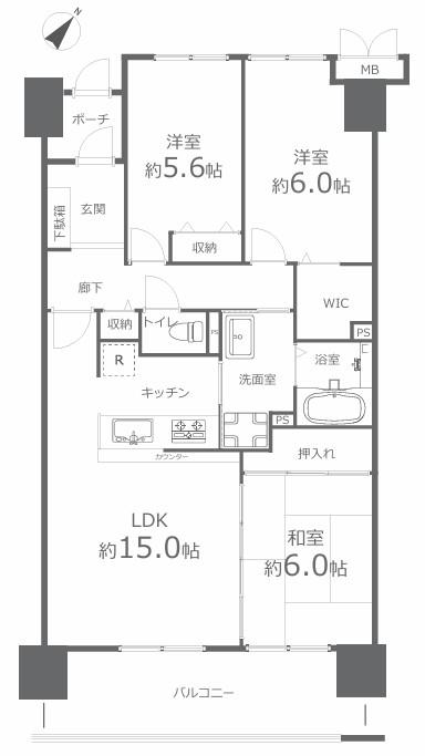 サーパス老松町　1102号室 間取り図