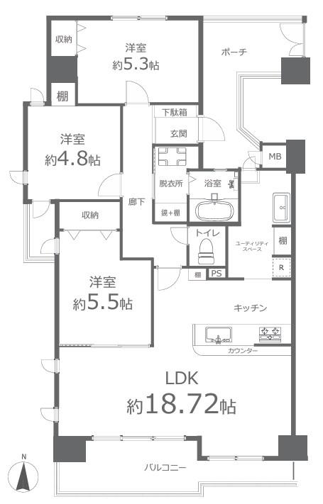 アルファステイツ老松町　601号室 間取り図