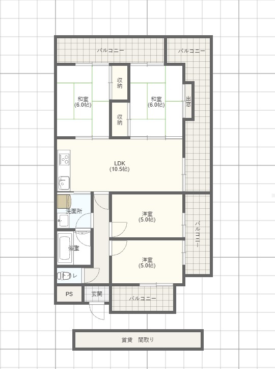 【福山市御門町】ライオンズマンション福山御門町403号 間取り図